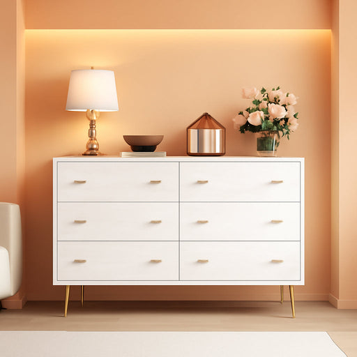 6 Drawer Dresser for Bedroom, 47" Wide Large Storage Chest of Drawers