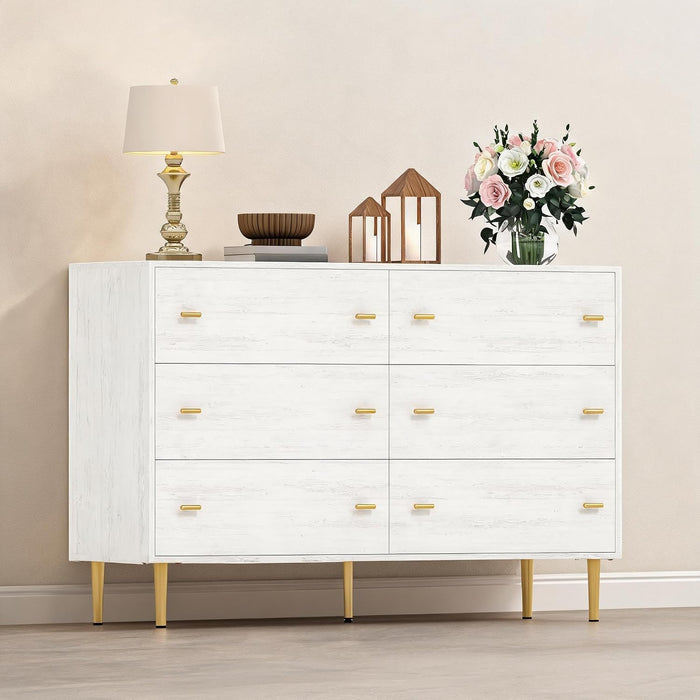 6 Drawer Dresser for Bedroom, 47" Wide Large Storage Chest of Drawers