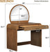36" Fluted Vanity Desk with HD Lighted Mirror, Rubber Wood Modern Vanity Desk with Drawer & Mobile Mirror, 2-In-1 Dressing Table for Bedroom, Espresso