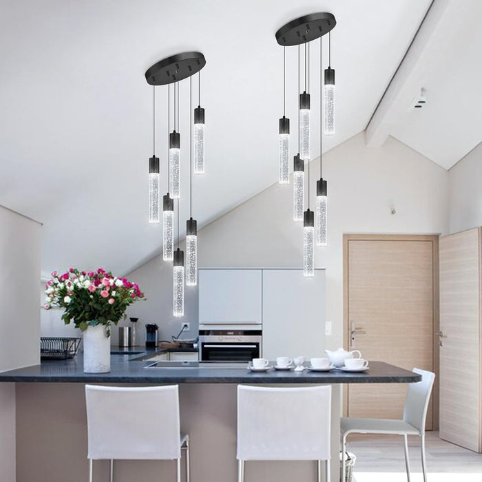 Crystal Pendant Lighting Black 6000K Ceiling Fixture