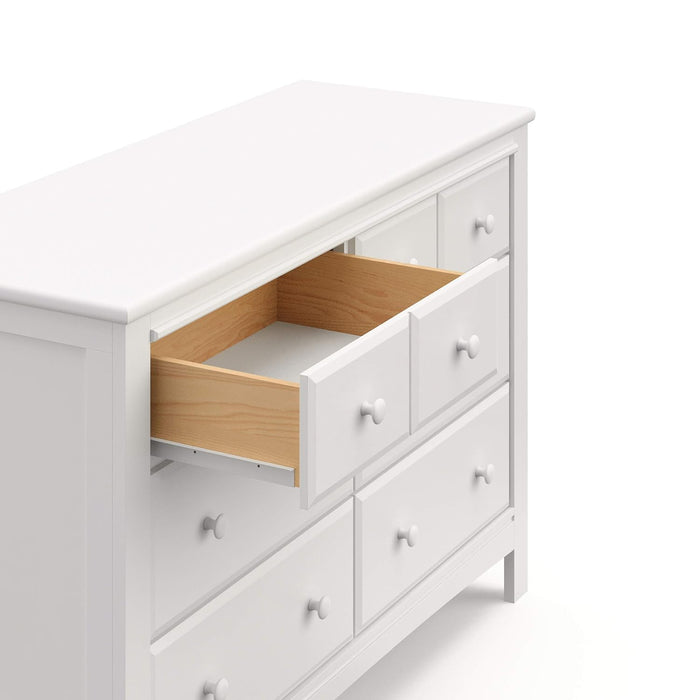 Benton 6 Drawer Double Dresser (White) – Easy New Assembly Process, Universal Design, Durable Steel Hardware and Euro-Glide Drawers with Safety Stops, Coordinates with Any Nursery