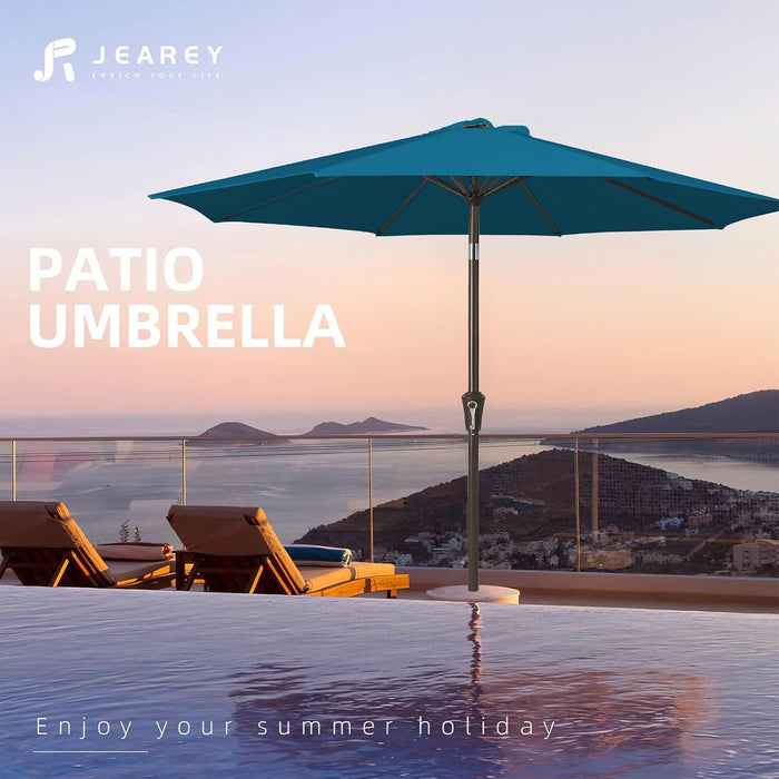 9FT Outdoor Patio Umbrella, Market Umbrella, Lake Blue
