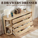 Fluted 8 Drawers Dresser for Bedroom, 55.12" Dressers & Chest of Drawers