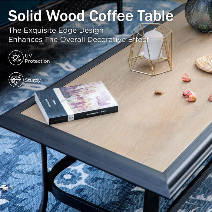 Outdoor Patio Furniture Set, Upgraded Wicker&Metal Patio Conversation Set with Waterproof Thick Cushions for Porch, Poolside, Deck, and Yard (4 Pieces,Navy)