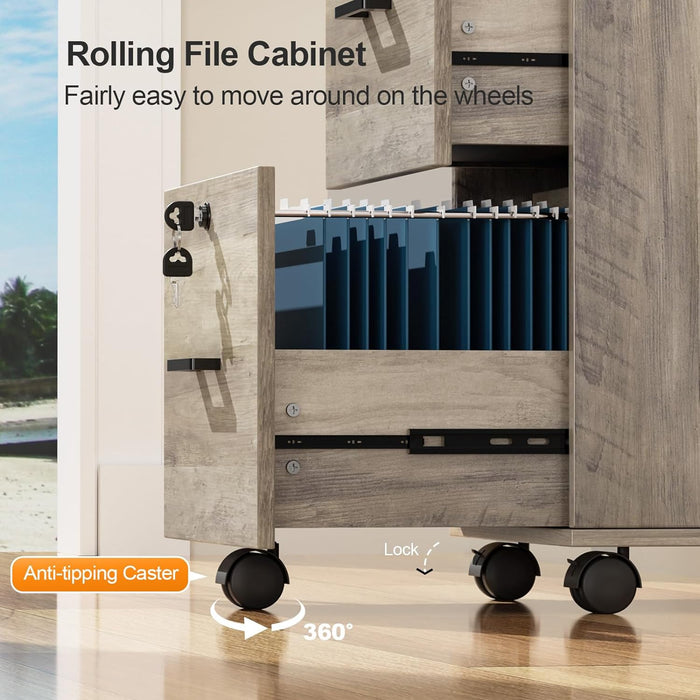 Rolling File Cabinet with Lock