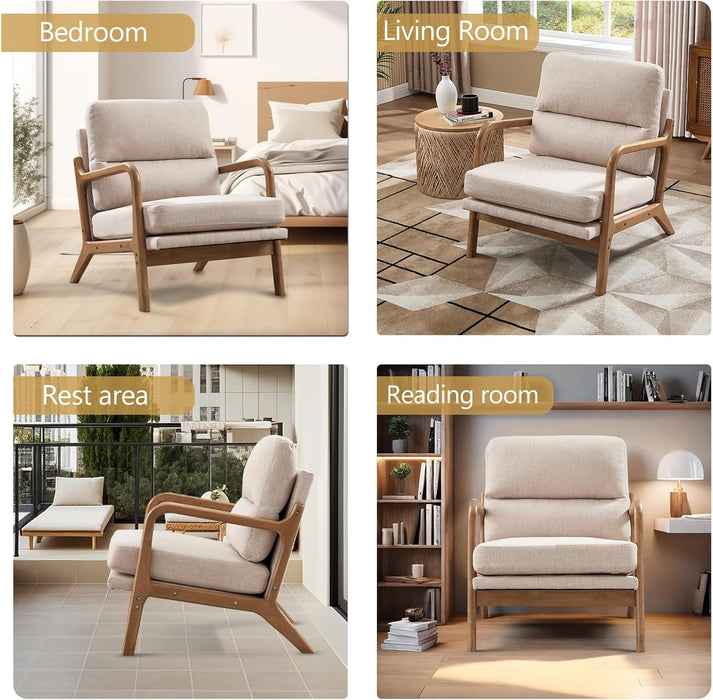 Accent Chair with Solid Wood Frame & Premium Fabric Upholstery – Modern Stylish Seating for Living Room, Bedroom & Small Spaces | Supportive, Easy-Clean Design