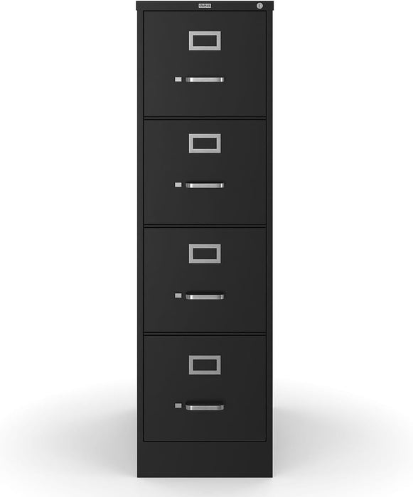 4-Drawer Vertical File Cabinet, Letter, Lockable, Black