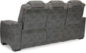 Next-Gen Durapella Modern Faux Leather Power Reclining Sofa with Adjustable Headrest, Gray