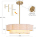 17.7 Inch Gold Layered Drum Chandelier FabricShade