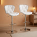 Bar Stools Set of 2, Island Chairs Shell Back, PU Leather Adjustable Barstools, Swivel Bar Chairs with Footrest for Home Kitchen, White