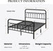 Queen Size Metal Platform Bed Frame with Headboard, Black