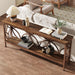 70.9-Inch Narrow Sofa Table, Industrial Long Sofa Table behind Couch, Entry Console Table with Storage for Entryway, Living Room, Foyer, Unique Design, Brown Glossy