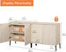 63" Sideboard Buffet Cabinet with 4 Doors and Adjustable Shelves, Fluted Storage Cabinet, Modern Credenza Coffee Bar Wine Bar Table for Kitchen, Dining Room, Living Room,Beige
