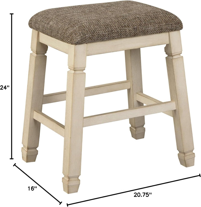 Bolanburg Farmhouse 24" Counter Height Upholstered Barstool, 2 Count, Whitewash