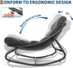 Outdoor Rocking Chair with Metal Frame, Adjustable Papasan Rocker, Waterproof Comfy Cushion, 450Lbs Capacity, for Patio, Porch, Garden, Living Room, Dark Grey
