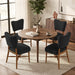 Mid Century Dining Chairs Set of 4, Linen Seat, Wood Legs, Black