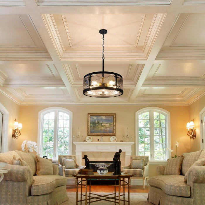 Twenty Inch Black Farmhouse Chandelier Glass Shade
