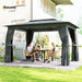 10' X 12' Outdoor Patio Gazebo, Heavy Duty Gazebo Canopy Shelter with Double Roof, Curtains, Netting, Steel Frame, UPF30+ Protection, Ceiling Hooks for Lawn, Backyard, Deck, Dark Gray