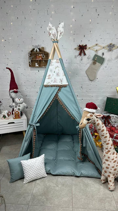 Teepee Tent Animal Montessori Tent Kids Playhouse Children'S Teepee Green Kids Room Decor Christmas Gift Children'S House Wigwam Kids Gift