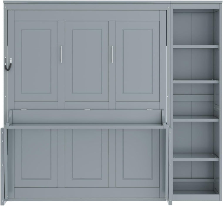MurphyBed With Integrated Desk AndBookshelf Gray Storage