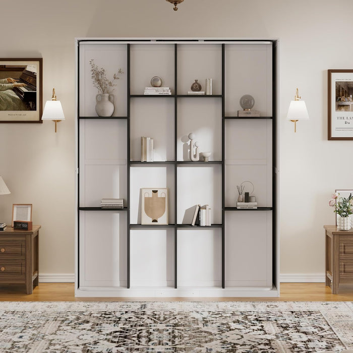 White Queen Murphy Bed With UltraIntegratedStorage
