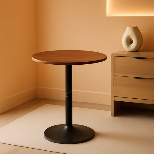 Bar Table Round 35 Inch Tall WeatheredWalnutFinish