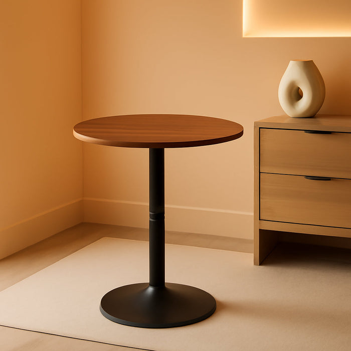 Bar Table Round 35 Inch Tall WeatheredWalnutFinish