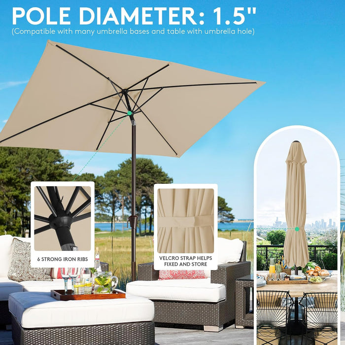 6.5X10Ft Olefin Rectangular Patio Umbrella, Beige