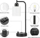 Industrial Bedroom Lamps for Nightstand Set of 2 - Fully Dimmable Bedside Lamps with USB a C Ports and Outlet, Black Table Lamps with Opal Glass Shade for Living Room, Desk Lamps for Office Reading