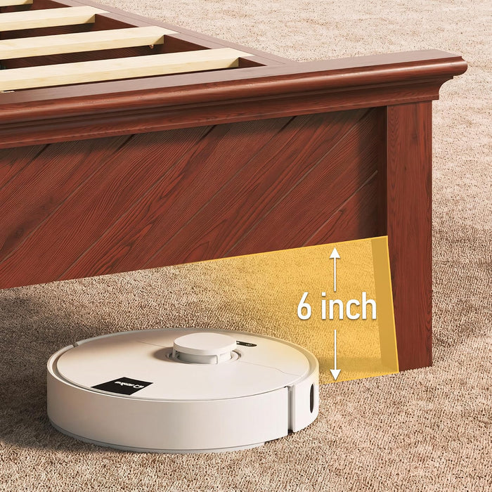 Solid Acacia Wood Queen Bed Frame with Headboard Cherry Finish