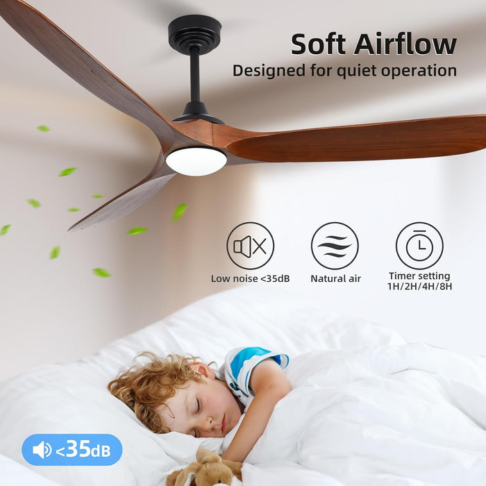 72in Walnut Outdoor Ceiling Fan With Lights