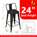 Metal Bar Stools Set of 4 Counter Height Black Barstools with Removable Back 24" Kitchen Bar Stools