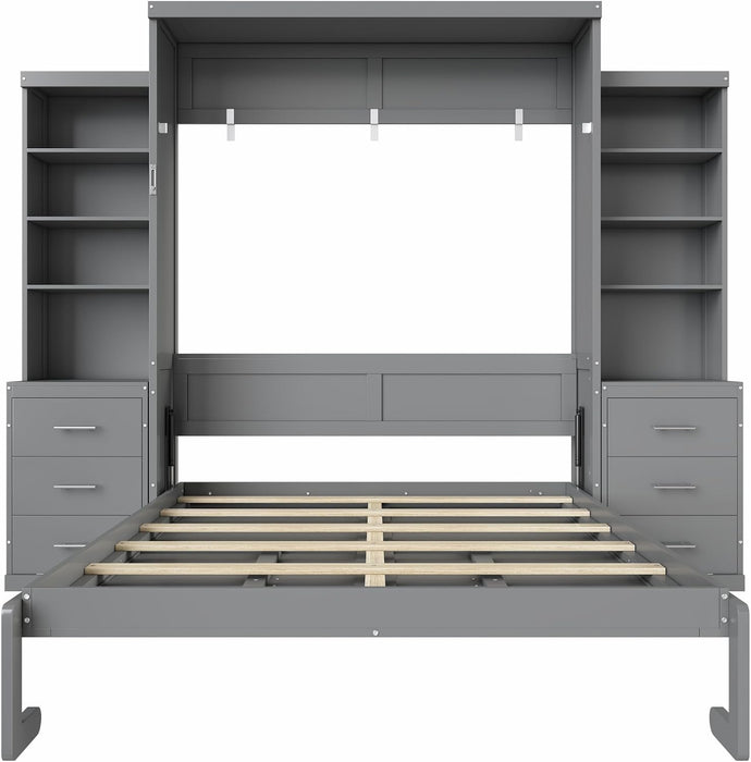 Gray Murphy Cabinet Bed Space Saving StorageDrawers