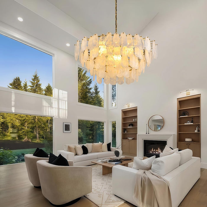 Modern Large Crystal Glass Chandelier, 39.76" Gold Luxury Hanging Pendant Light Fixture,16-Light round Cloud Ceiling Chandeliers Lighting for Dining Room Living Room Bedroom Foyer Stairway, E12