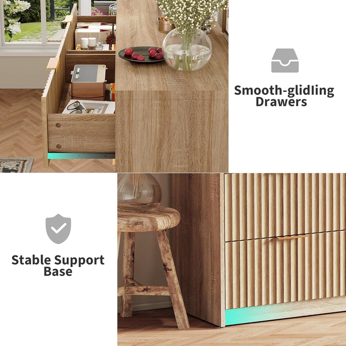 Fluted 8 Drawer Dresser for Bedroom, Wide Chest of Drawers for Closet and Bedroom Storage, Dresser Storage for Living Room