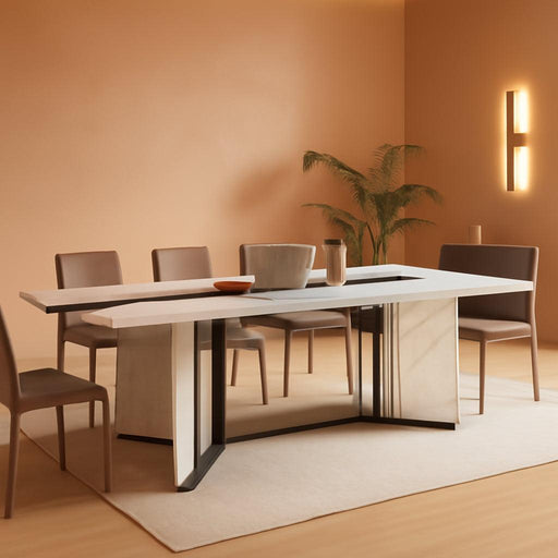 71Inch Dining Table for 6-8 People, Large Rectangular Wood Kitchen Table with Waterproof Tabletop and Adjustable Leg for Kitchen, Dining Room