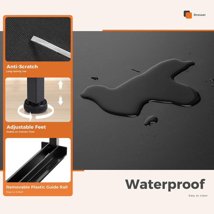 9 Drawer Black Dresser With Integrated Organization