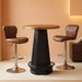 round Bar Pub Table, 39.4" H Bistro Cocktail Table with Metal Footrest for Drinking & Gathering, Industrial Home Bar High Top Unit, Small Spaces, Brown & Black