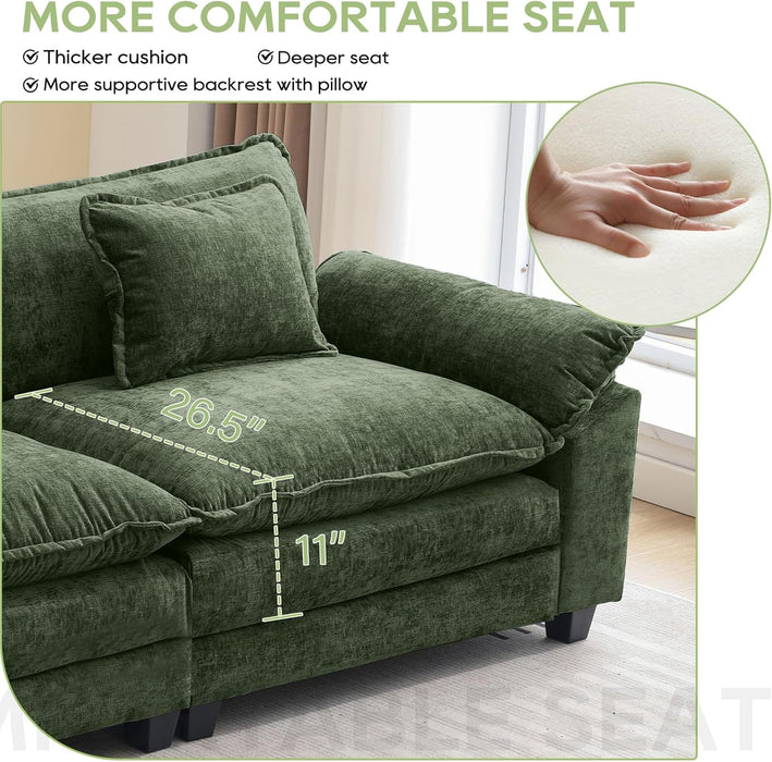 120Inch Green Modular Sectional Sofa Featuring Ottoman