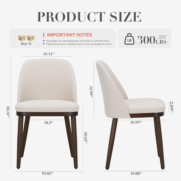 Upholstered Dining Chairs Set of 4, Modern Kitchen Chairs with Back, Fabric Side Dining Room Chairs with Wood Legs for Kitchen Dining Room Restaurant, Beige