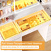 Vanity Desk with Mirror and Lights 3 Colors,White Makeup Vanity Table with Glass Top,10 RGB Drawers,4 Shelves and 5 Hooks,Dressing Table with Power Outlet & Nightstand for Bedroom FST70W