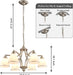 Brushed Nickel 6Light Farmhouse Chandelier Milk Glass
