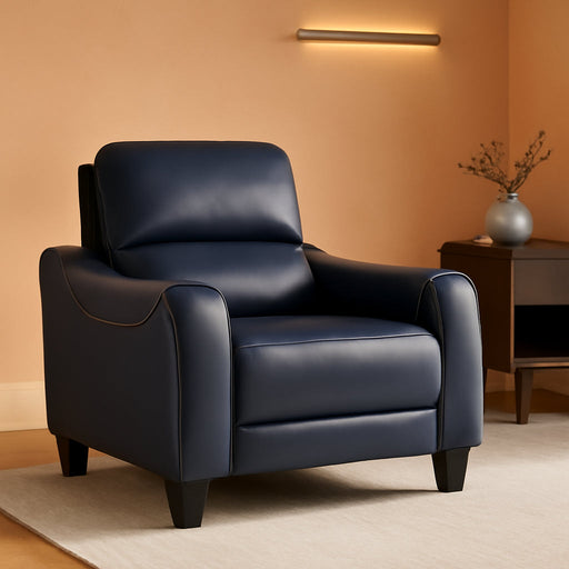 Mercomatic Contemporary Leather Match Wall Hugger Power Recliner with Adjustable Headrest and USB Ports, Blue