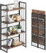 No Assembly 4 Tiers Folding Bookshelf, 47.2" H Foldable Storage Shelves Vintage Bookcase Standing Racks Study Organizer Home Office - Rustic Brown Black
