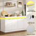 63" Sideboard Buffet Cabinet, Kitchen Buffet Cabinet Storage Cabinets with Power Outlets & LED Light, Modern Sideboard Coffee Bar Buffet Cabinets for Kitchen, Dinning, Living Room, White