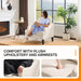 Beige Linen Upholstered Contemporary Accent Armchairs Pair