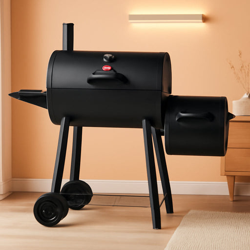 ®Smokin Pro Charcoal Grill and Offset Smoker with Side Fire Box, Dual Damper Control, Chrome Plated Steel Warming Rack, 1,130 Cooking Square Inches in Black, Model CG30044223