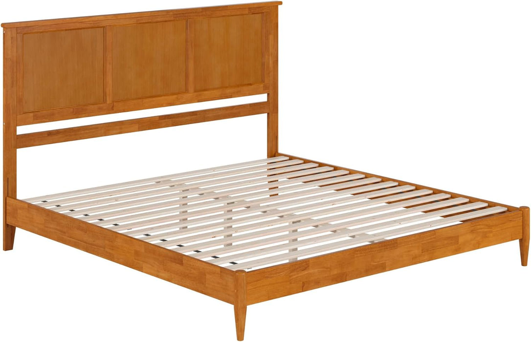 , Charlotte King Solid Wood Low Profile Platform Bed, Light Toffee