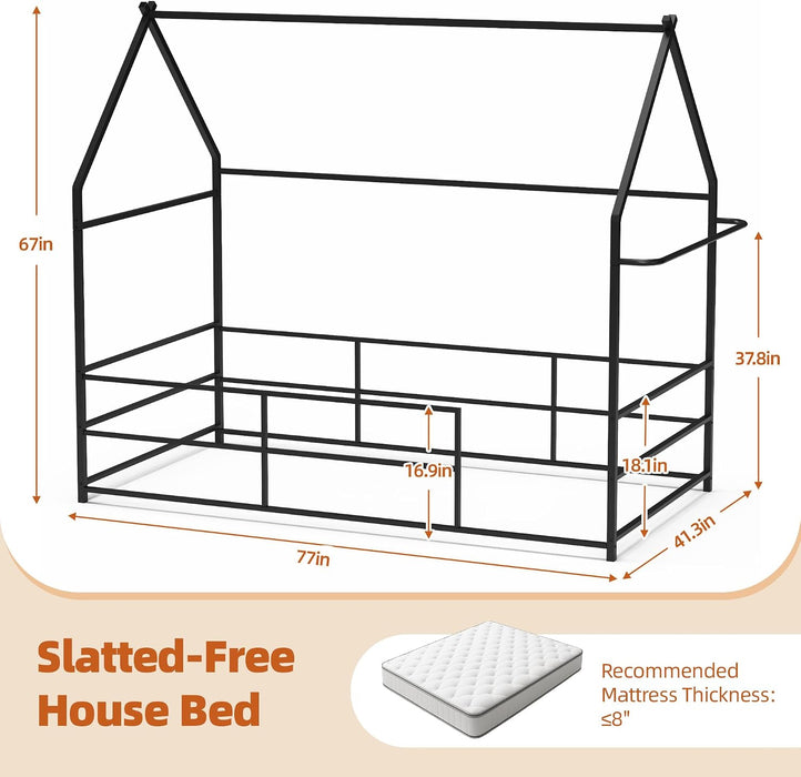 Twin Floor BedFrame Montessori HouseBed Guardrails