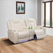 Power Recliner Sofa Set with LED, Leather Reclining Sofa Set, Living Room Furniture Set with USB Charging (Cream White Upgraded Version Total of 8 Cup Holders)